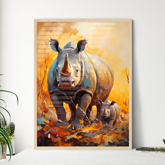 Two Endangered Black Rhinocerous  Wall Art