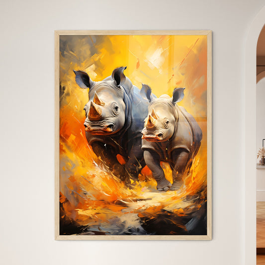 Two Endangered Black Rhinocerous  Wall Art