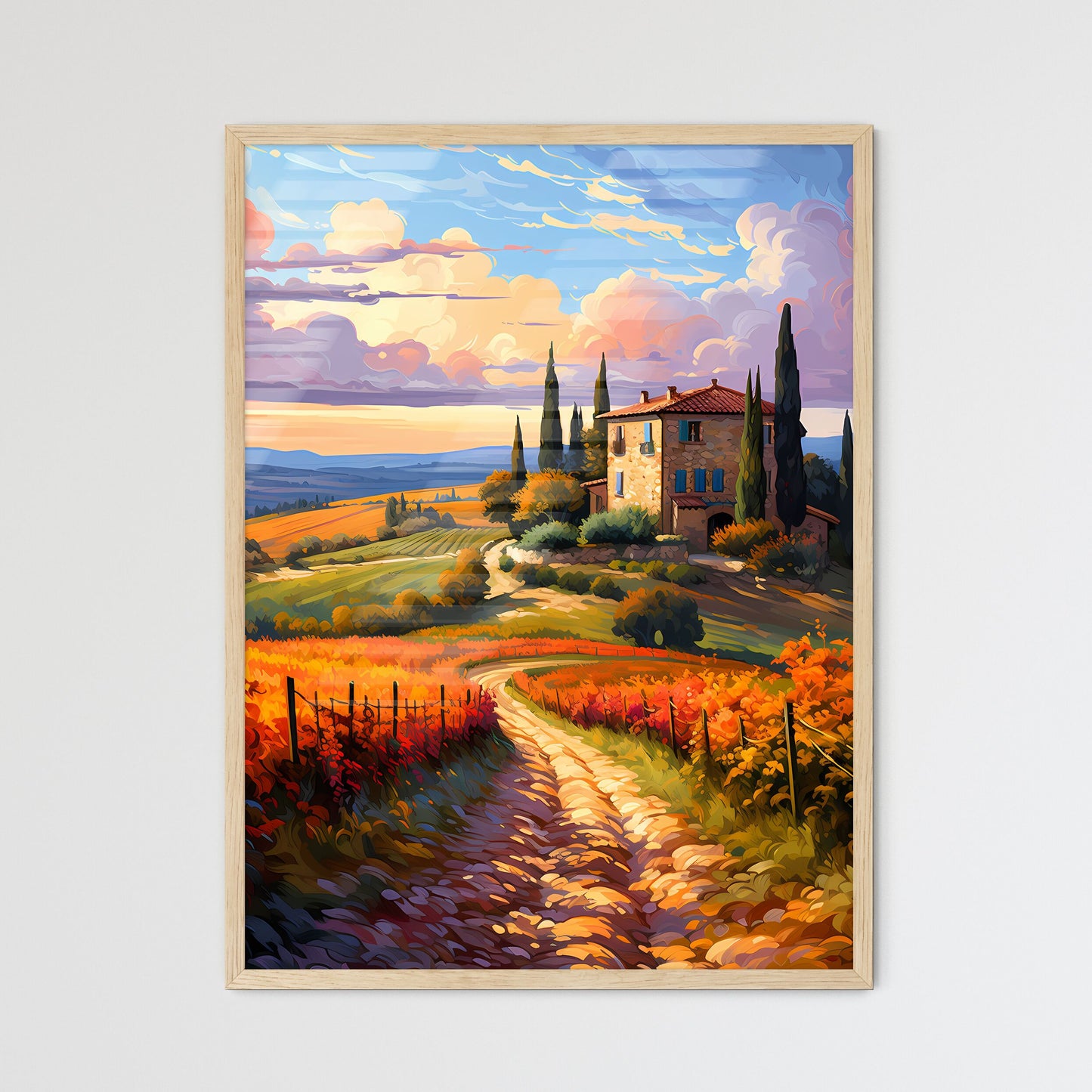 Typical Tuscan Farmhouse - A Painting O - Framed Art Print