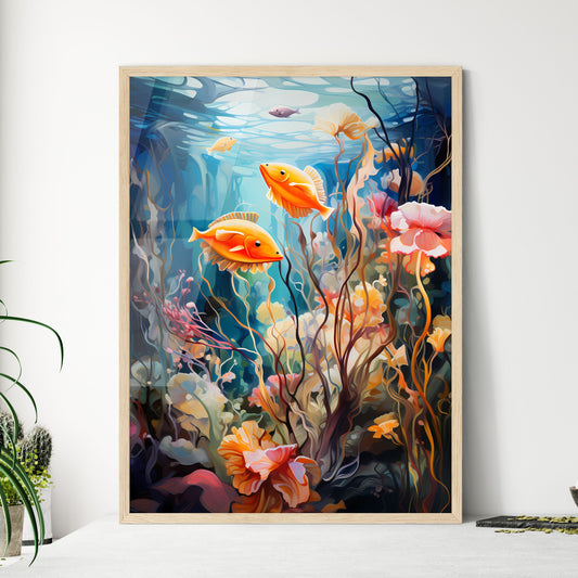 Underwater Aquatic Life With Fishes - A Painting Of Fish Swimming In Water Default Title
