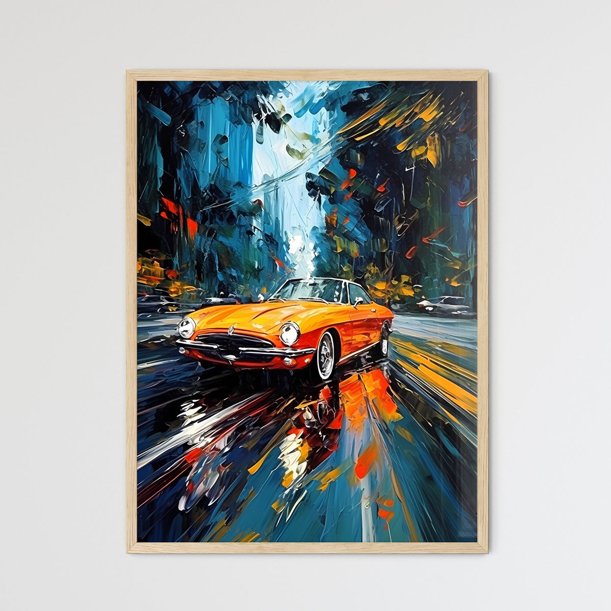 Urban Road Car Light Trails - A Painting O - Framed Art Print