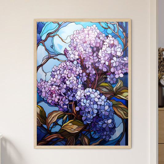 Vibrant Stained Glass Lilac Flower Elegance  - Framed Art Print