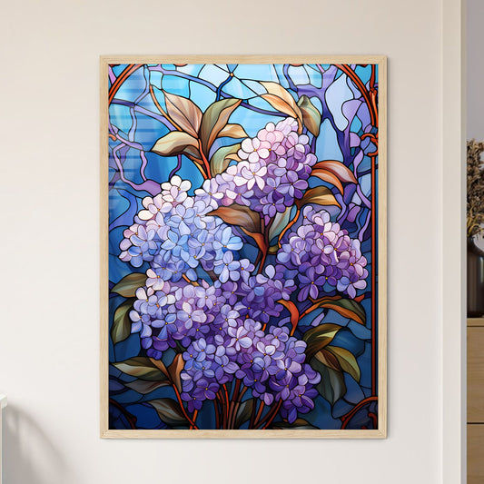 Vibrant Stained Glass Lilac Flower Elegance  - Framed Art Print