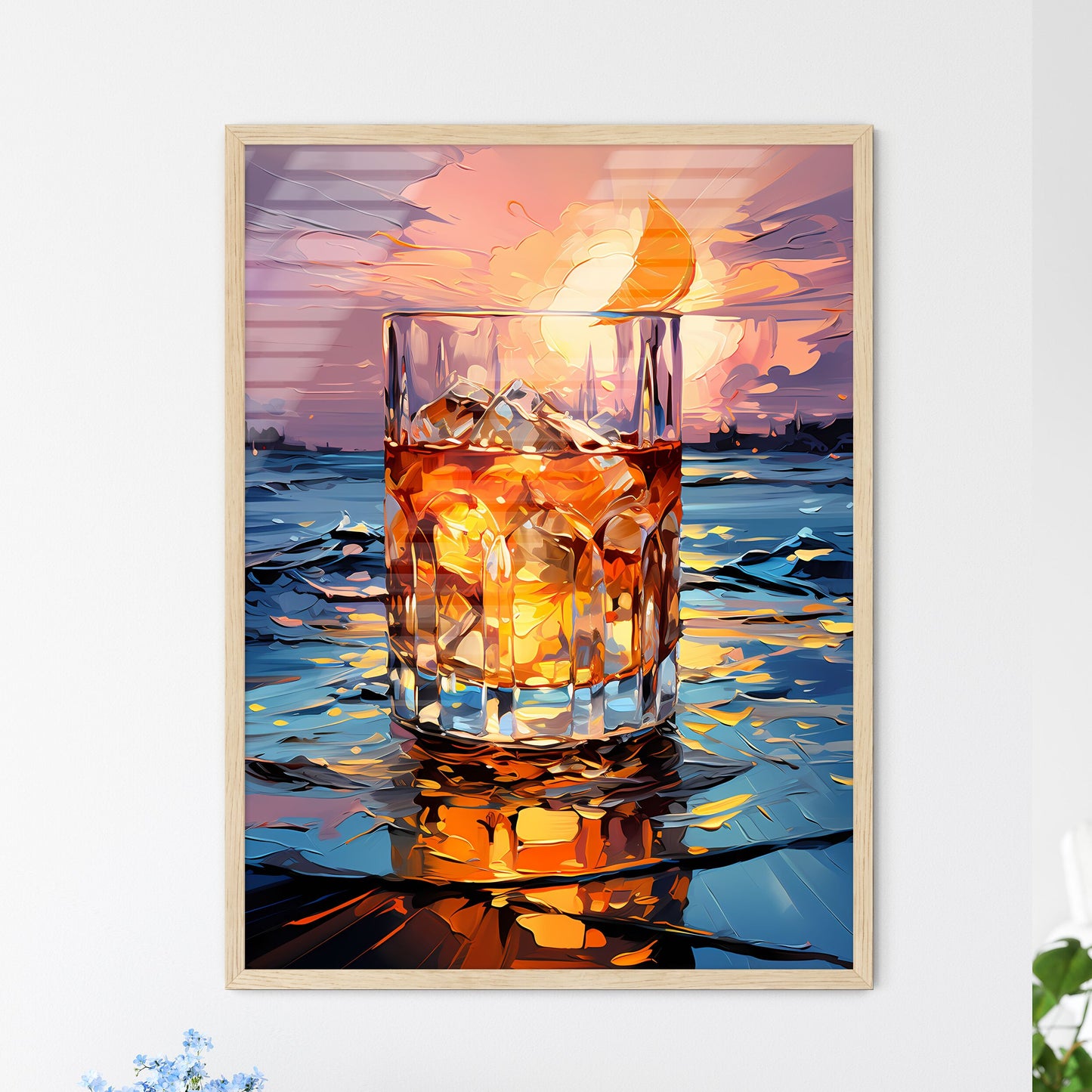 Vibrant Vodka Sunrise - A Glass Of A - Framed Art Print