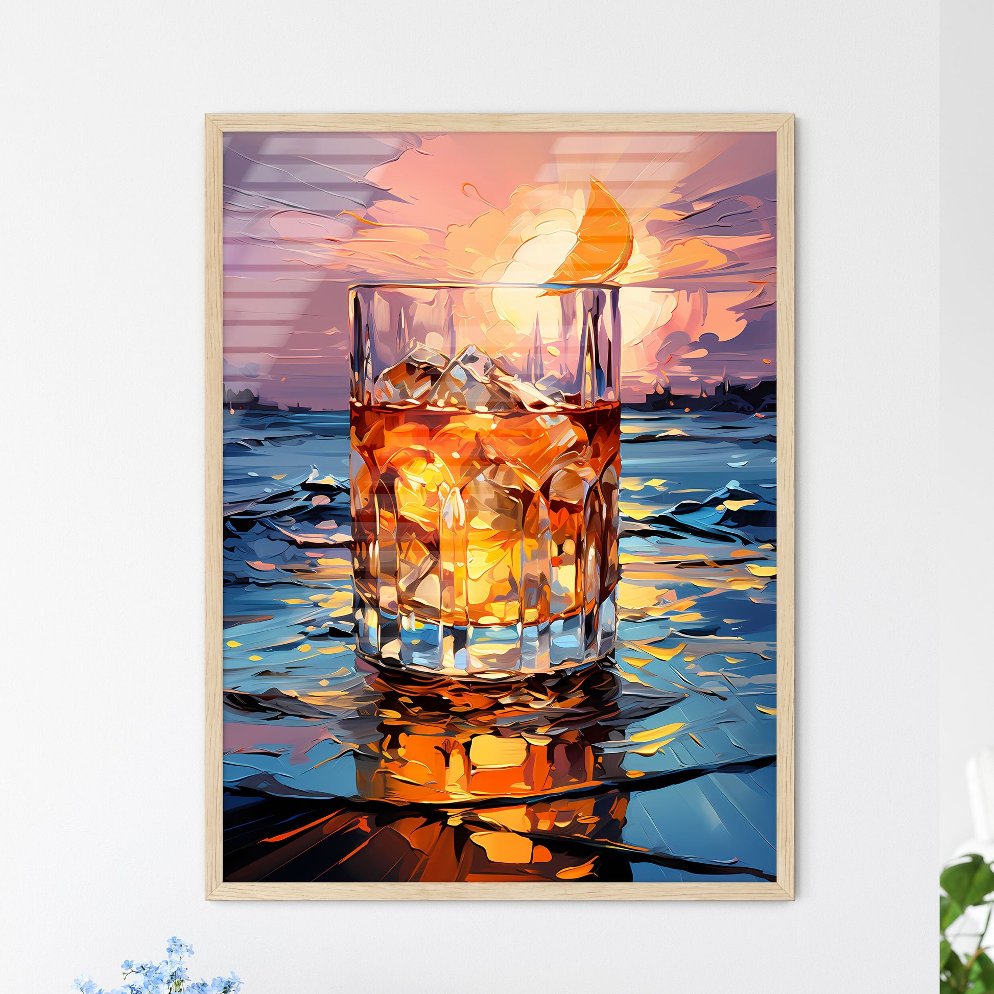 Vibrant Vodka Sunrise - A Glass Of A - Framed Art Print