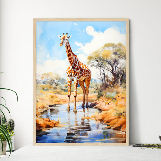 Wild Giraffe Drinking Etosha Namibia  Wall Art