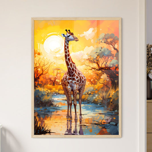 Wild Giraffe Drinking Etosha Namibia  Wall Art