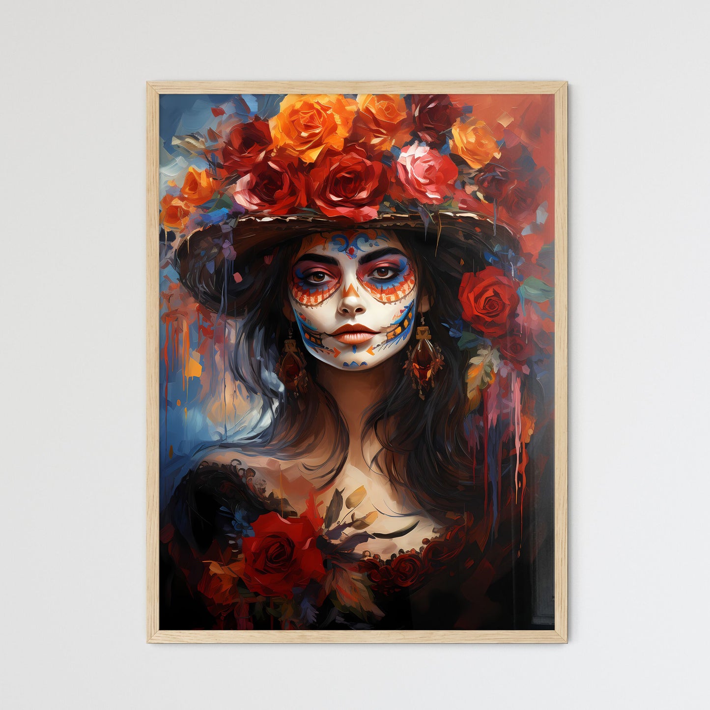 Woman In Dia De Los Muertos Day Of The Dead  - Framed Art Print