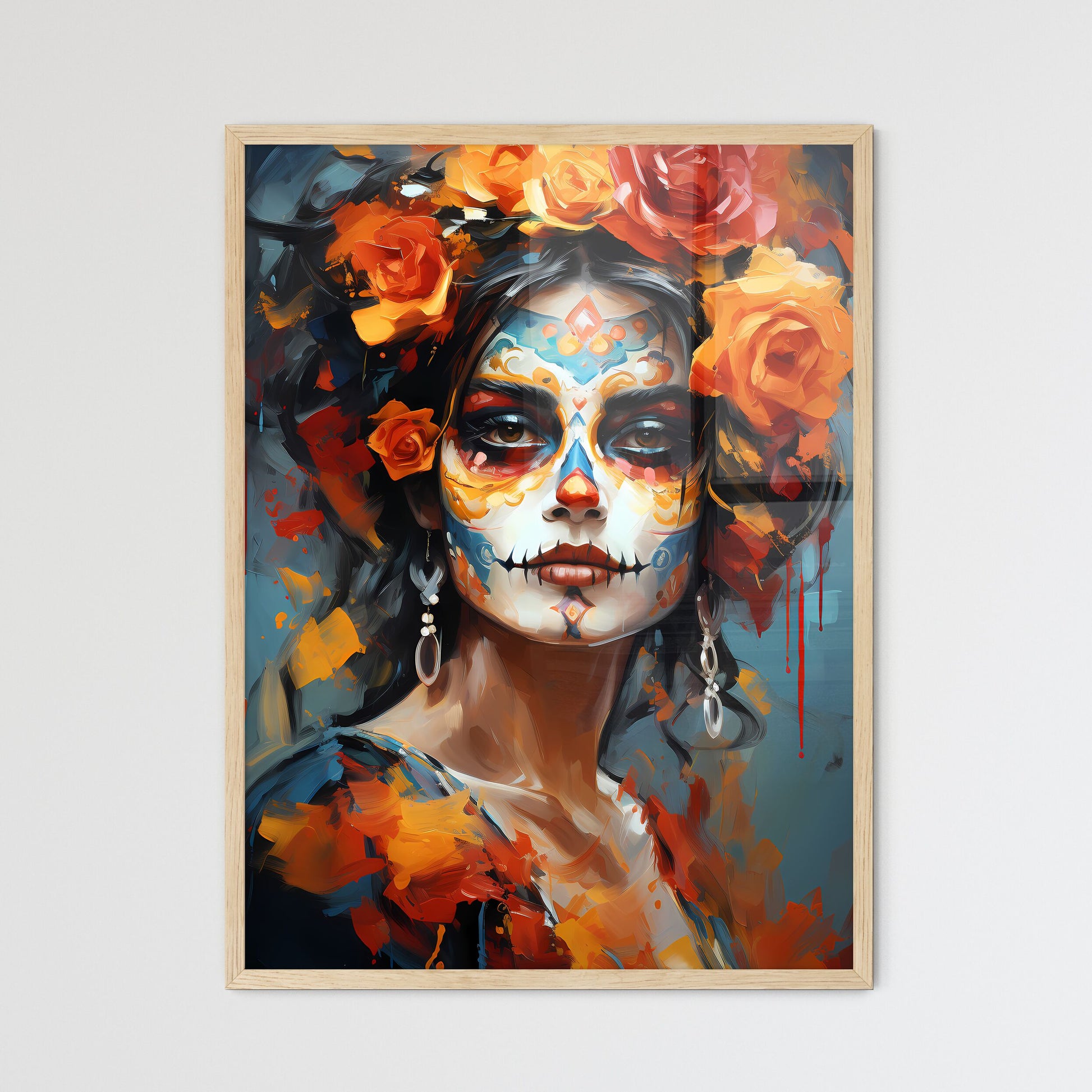 Woman In Dia De Los Muertos Day Of The Dead  - Framed Art Print