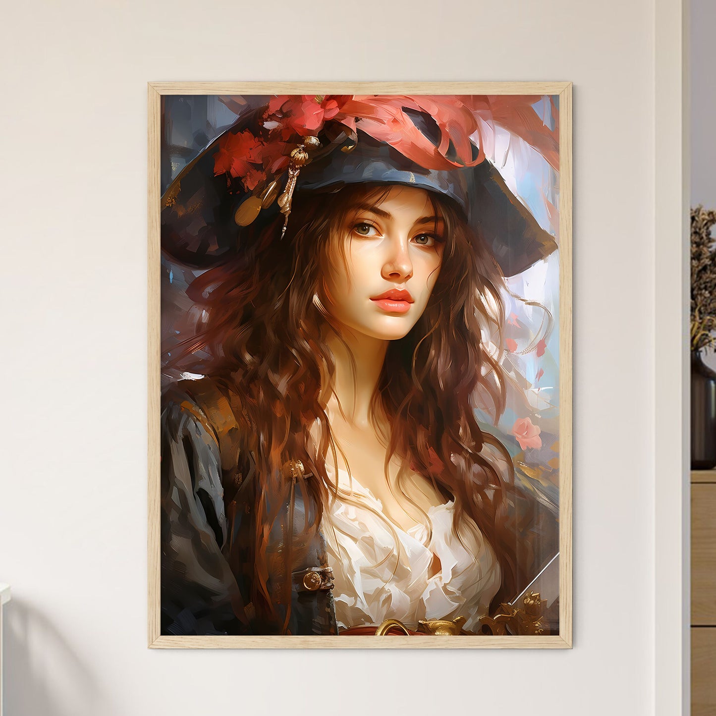 Woman Pirate With A Sword - A Woman In A - Framed Art Print