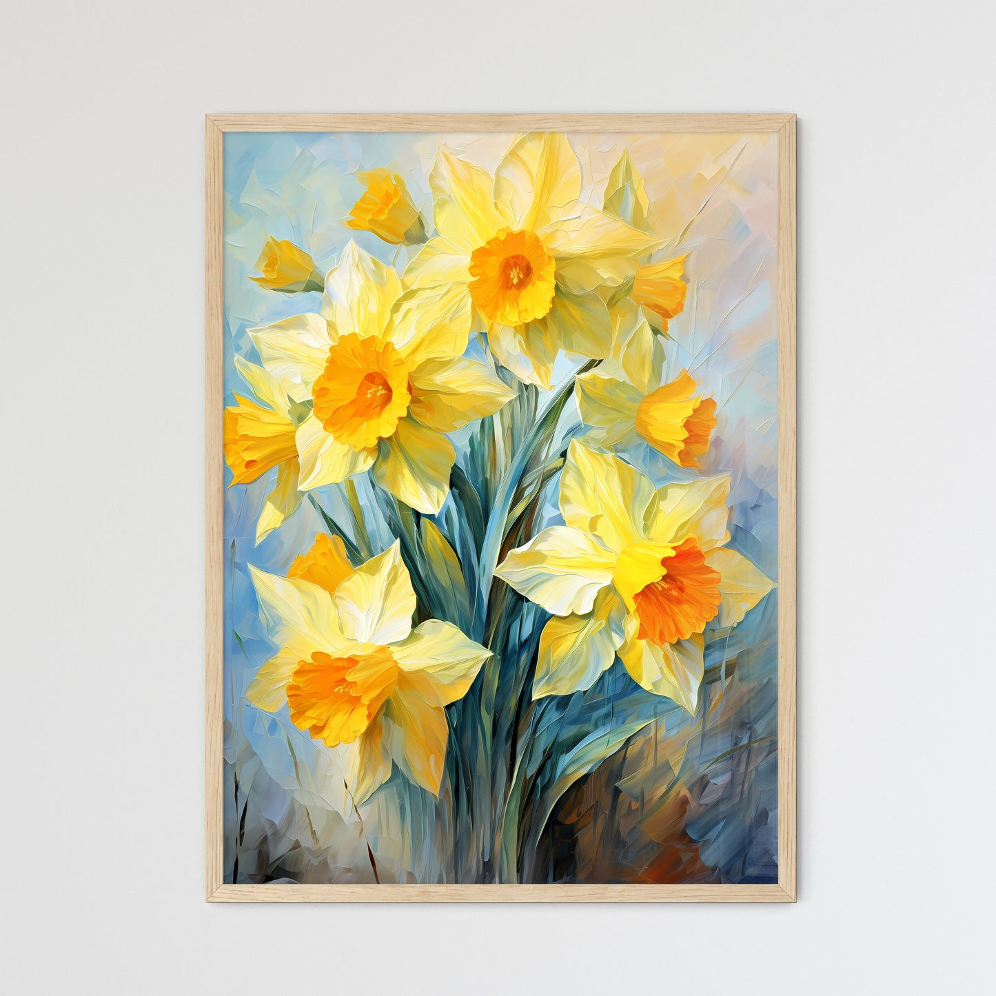 Yellow Daffodil Flowers In Spring - A Painti - Framed Art Print