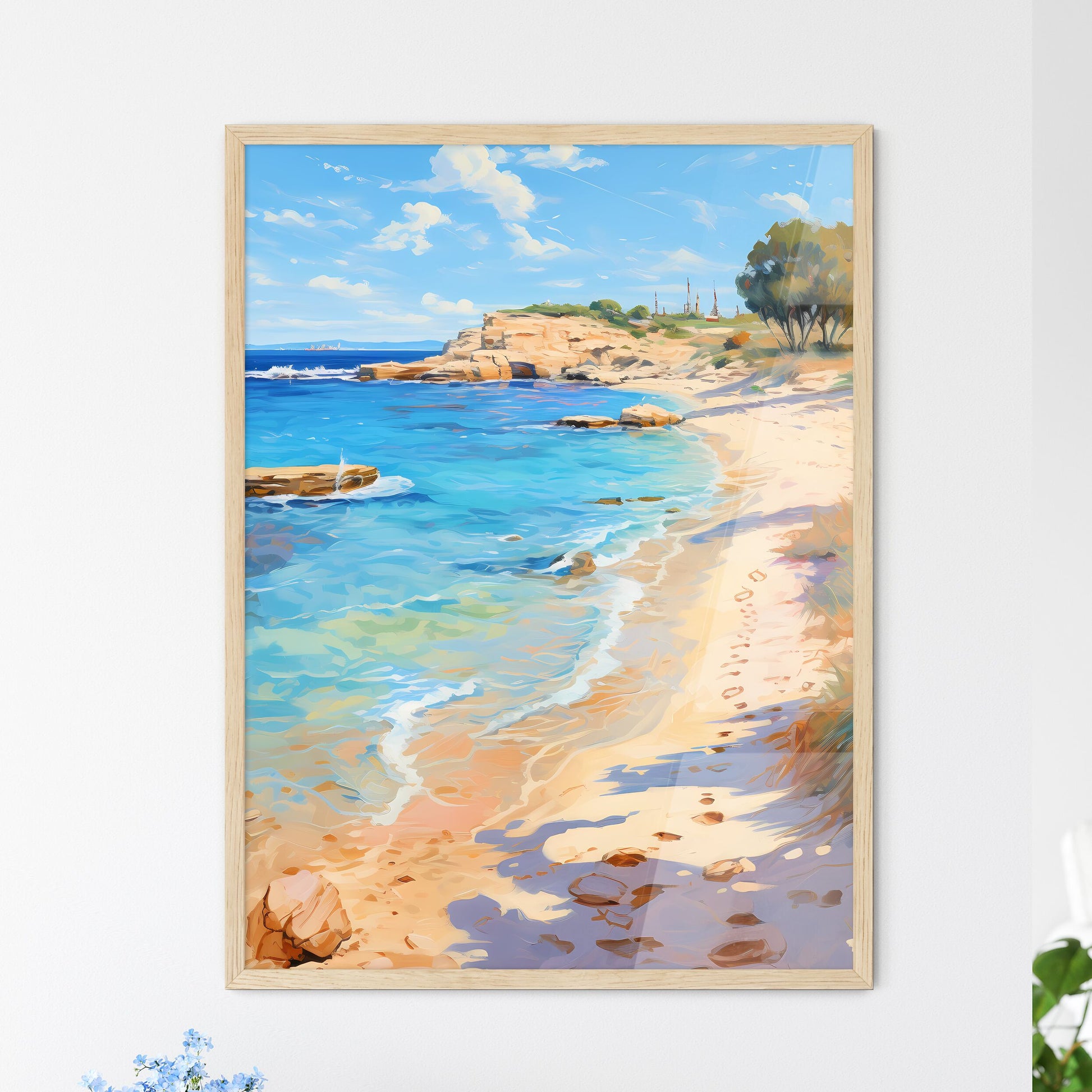 A Lot Of Footprints On The Sand - In Rhodes  - Framed Art Print