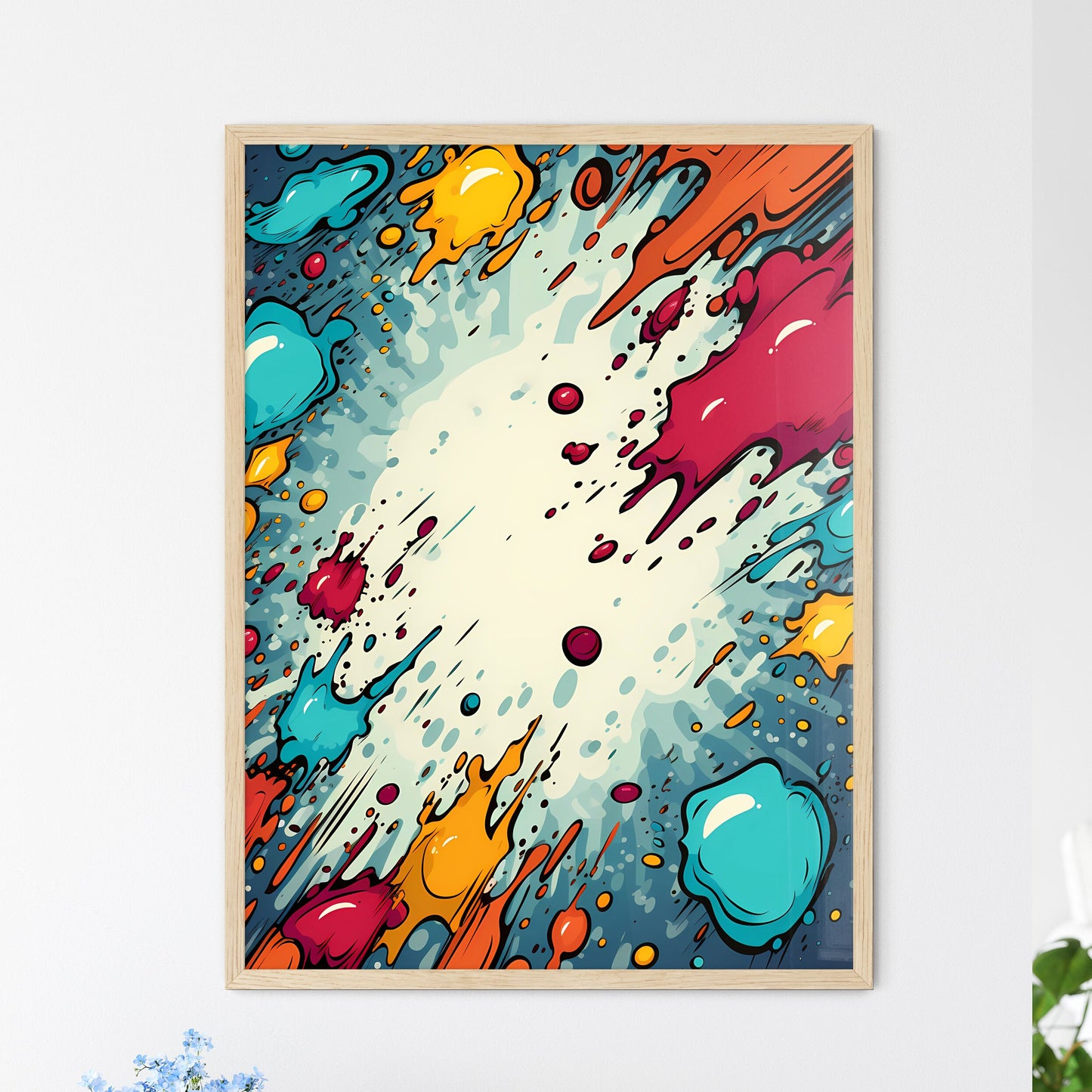 A Set Of Comic Bubbles And Elements With - A - Framed Art Print