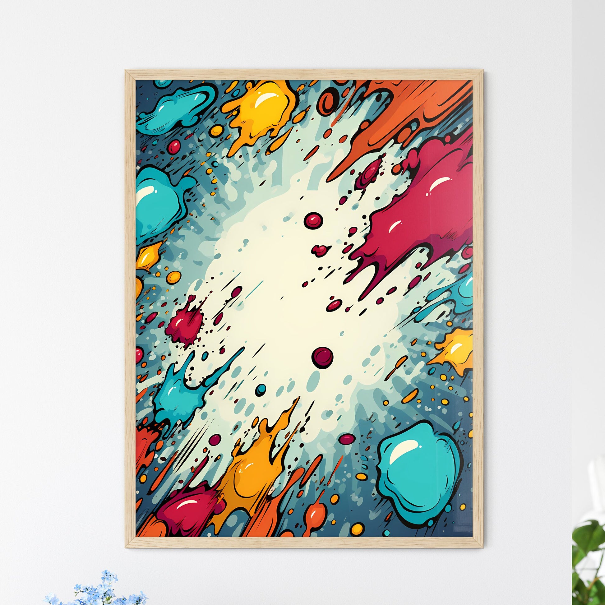 A Set Of Comic Bubbles And Elements With - A - Framed Art Print
