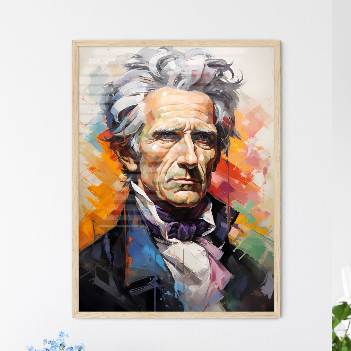 Andrew Jackson Potrait With Lines Painted  Framed Print