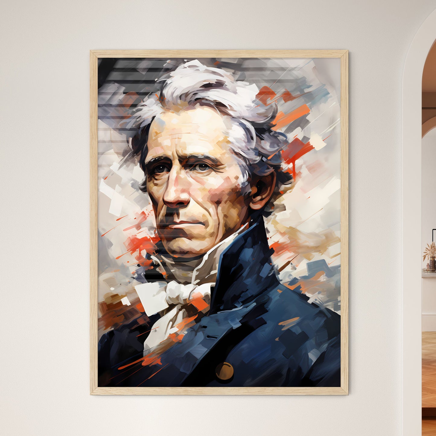 Andrew Jackson Potrait With Lines Painted  Framed Print