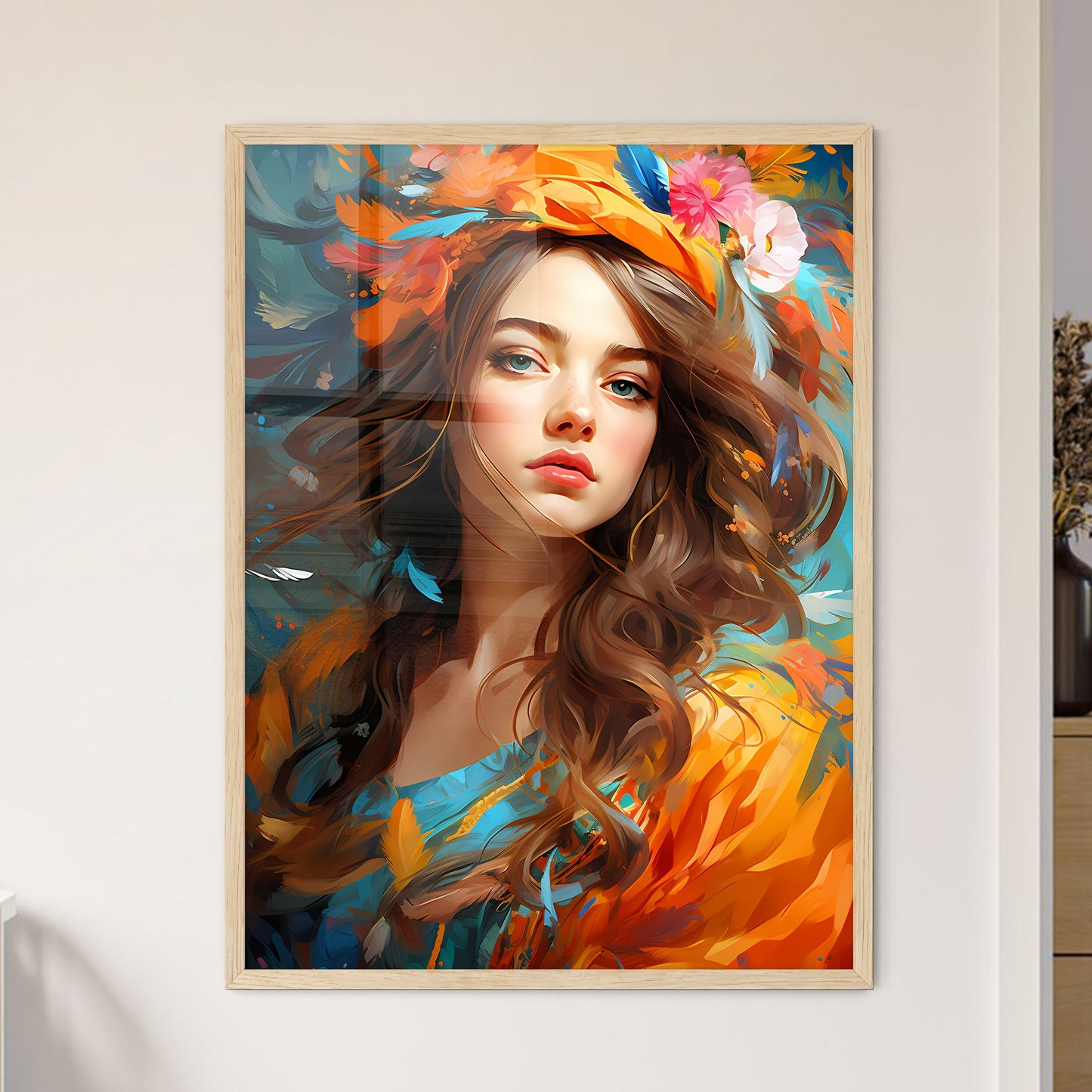 Boho Pattern - A Woman With - Framed Art Print