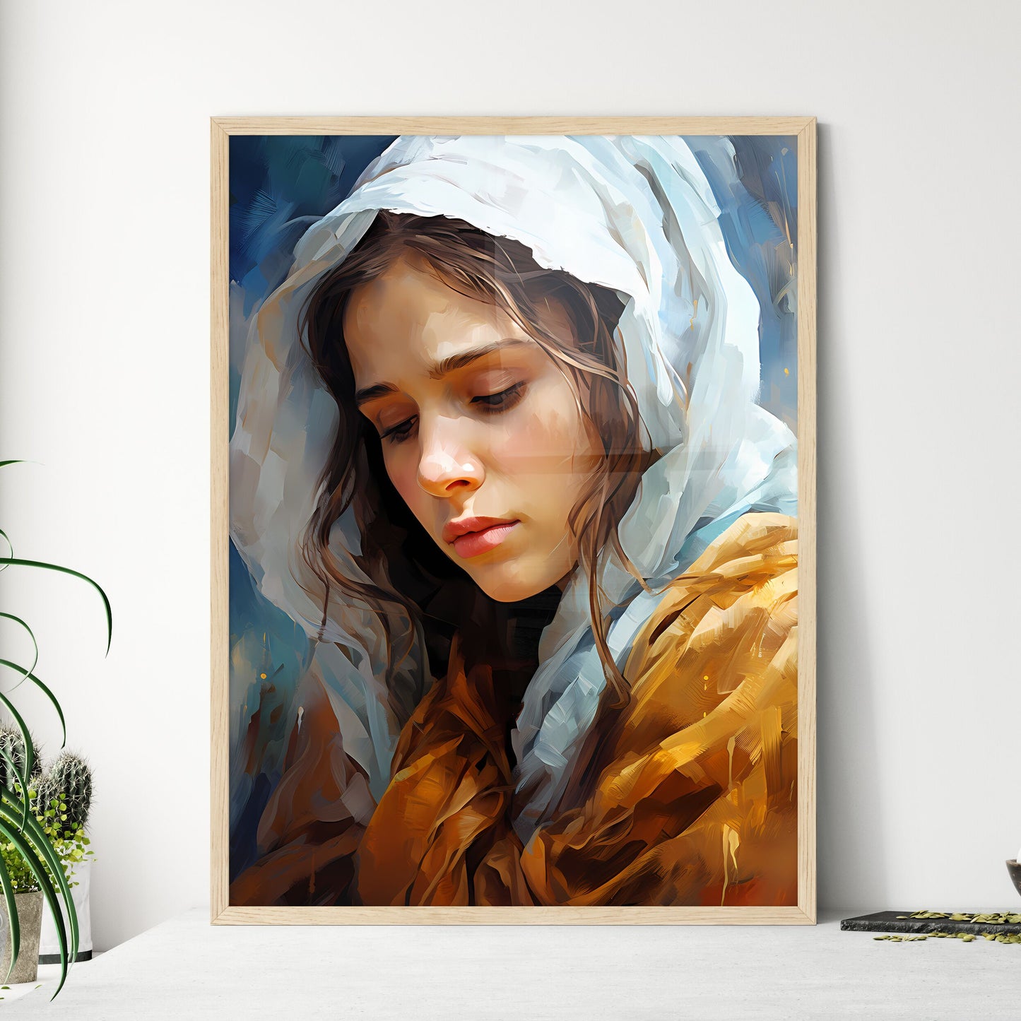 Closeup Shot Of A Female Wearing A Biblical  - Framed Art Print