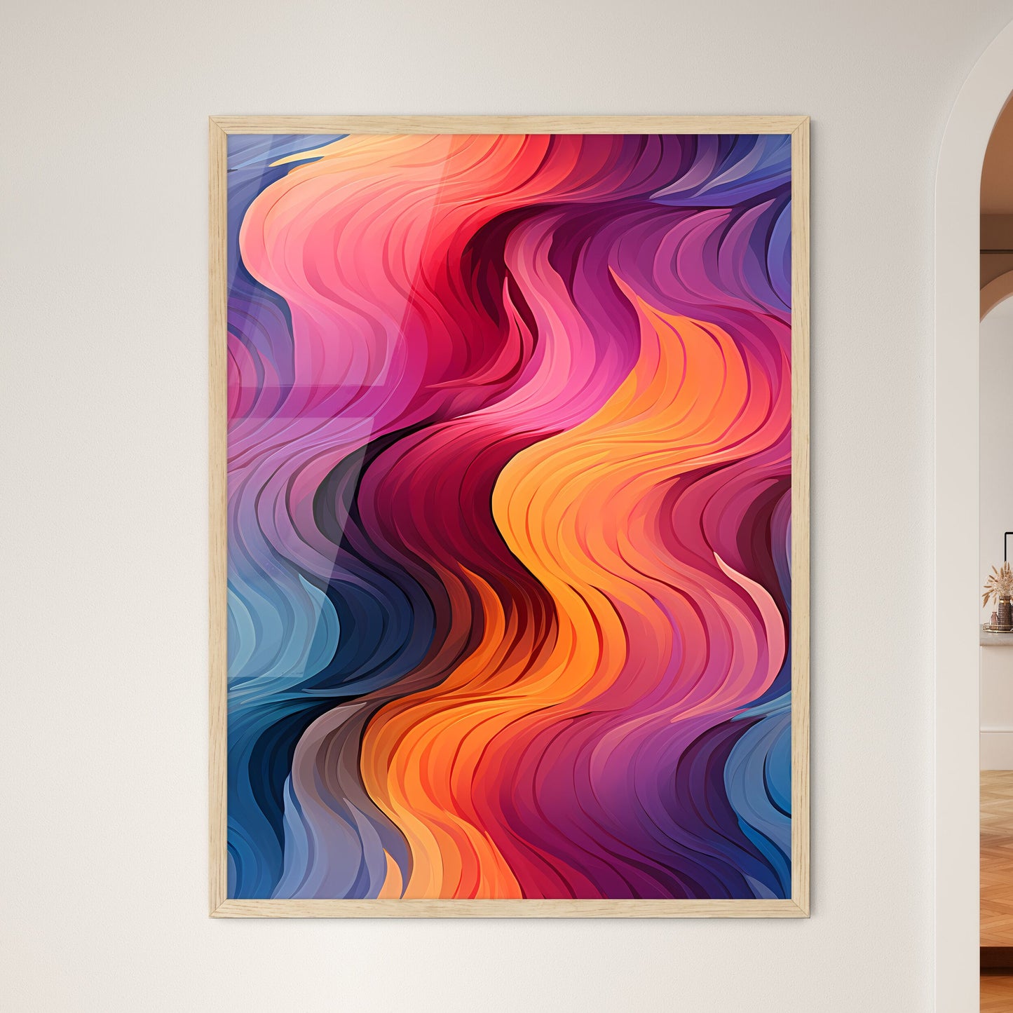 Colorful Geometric Seamless Repetitive Curvy - Framed Art Print