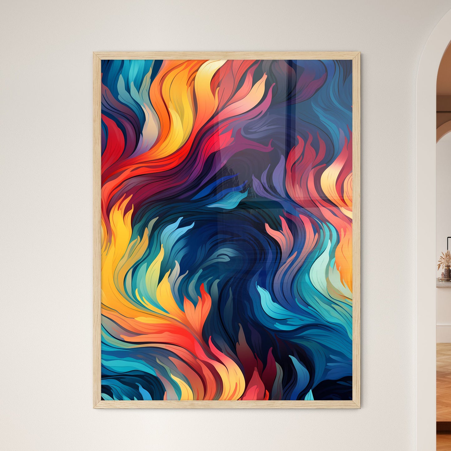 Colorful Geometric Seamless Repetitive Curvy - Framed Art Print