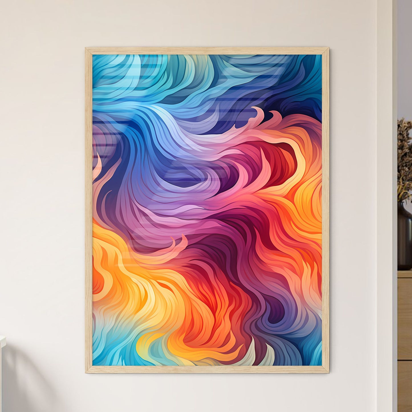 Colorful Geometric Seamless Repetitive Curvy - Framed Art Print