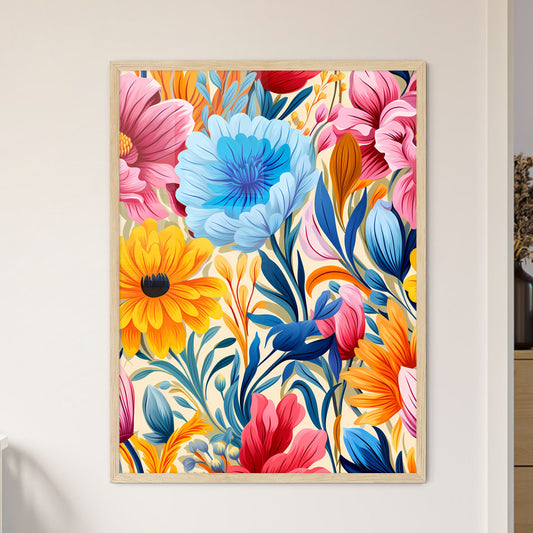 Cute Simple Flowers Seamless Pattern Backgro - Framed Art Print