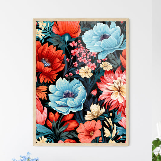 Cute Simple Flowers Seamless Pattern Backgro - Framed Art Print