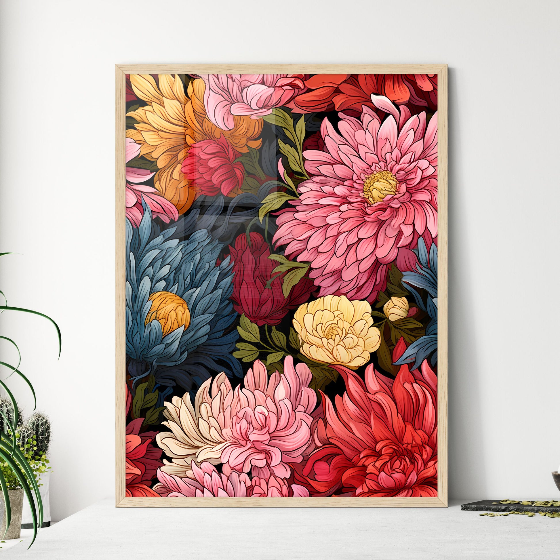 Cute Simple Flowers Seamless Pattern Backgro - Framed Art Print