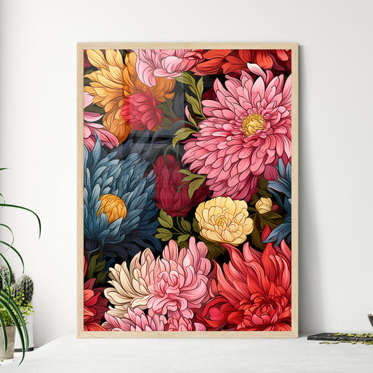 Cute Simple Flowers Seamless Pattern Backgro - Framed Art Print