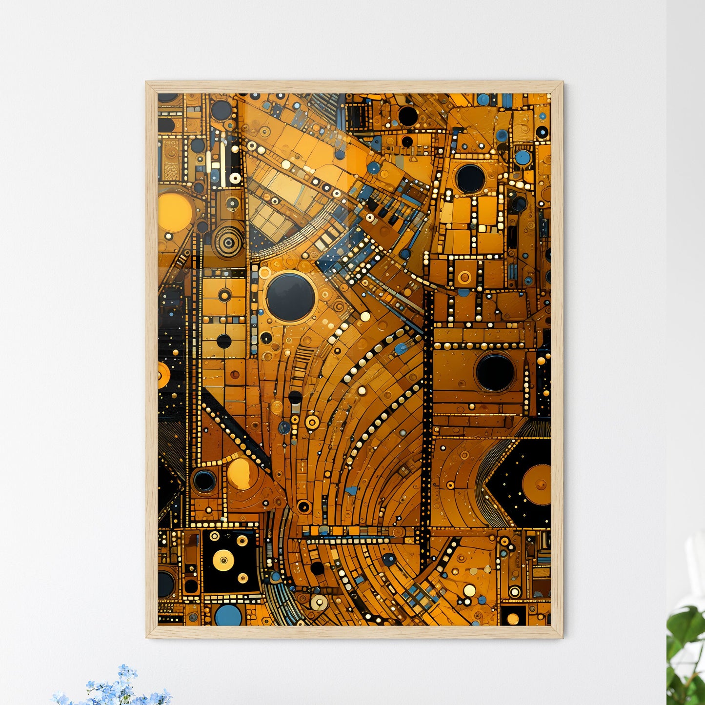 Dotted Geometric Ornament In Art Deco Style  - Framed Art Print