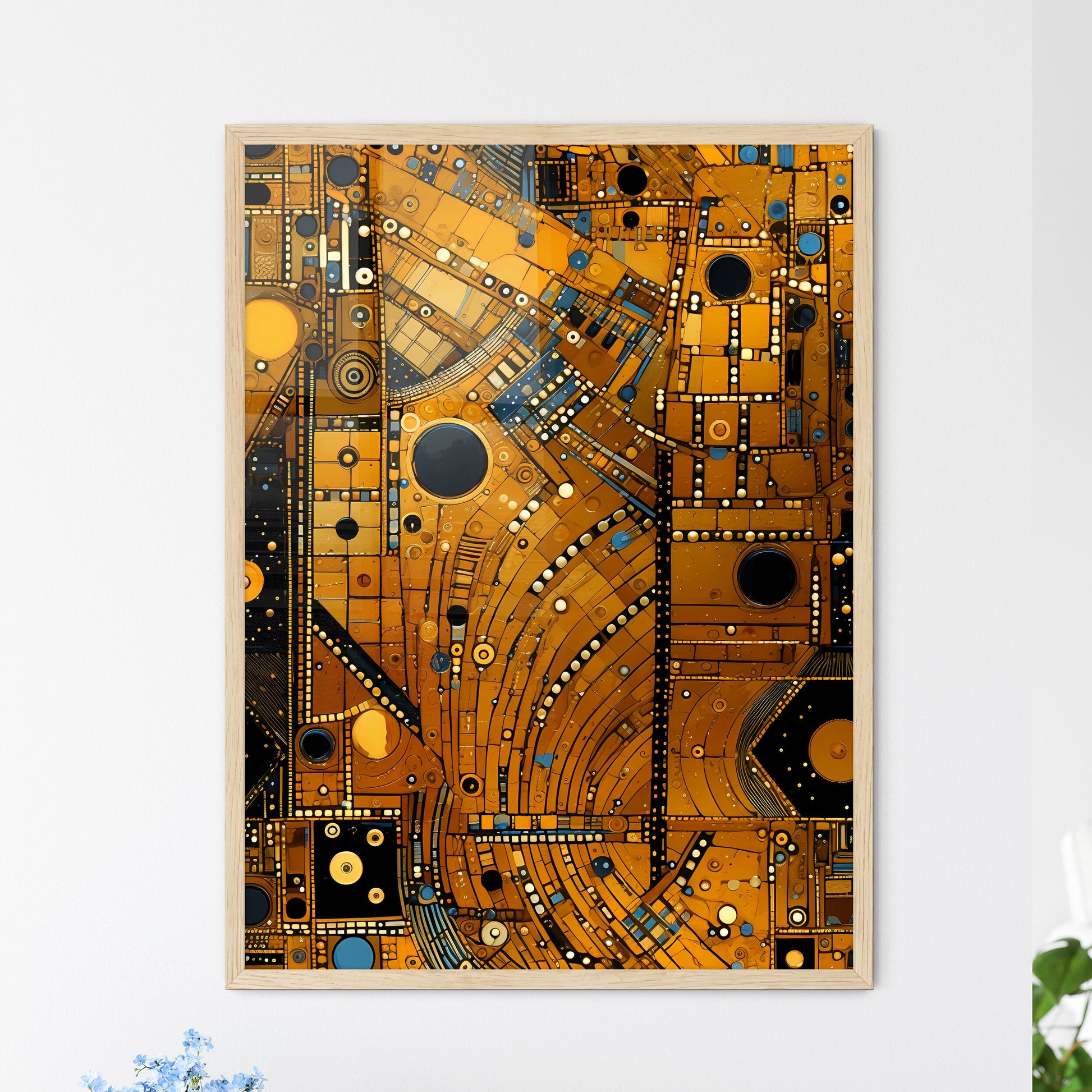 Dotted Geometric Ornament In Art Deco Style  - Framed Art Print