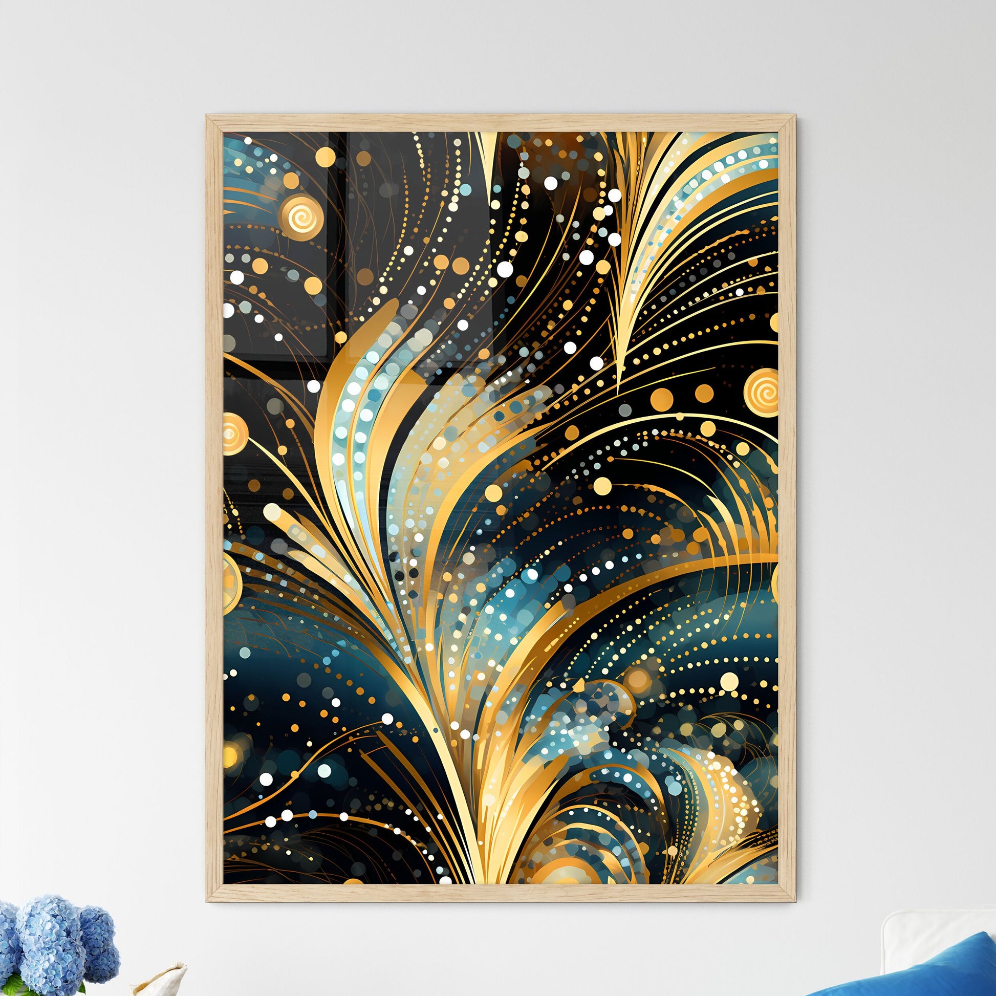 Dotted Geometric Ornament In Art Deco Style  - Framed Art Print