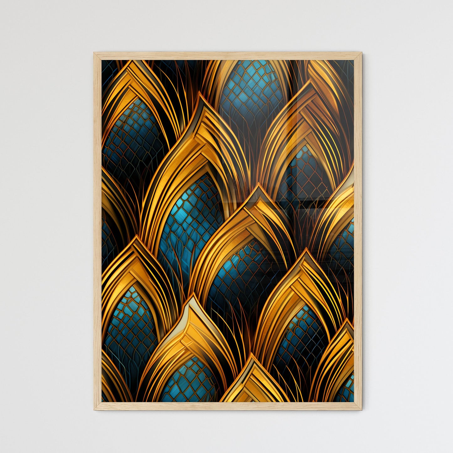 Dotted Geometric Ornament In Art Deco Style  - Framed Art Print