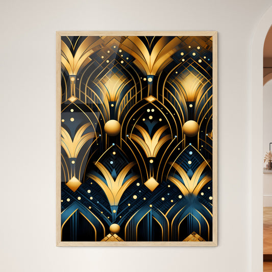 Dotted Geometric Ornament In Art Deco Style  - Framed Art Print