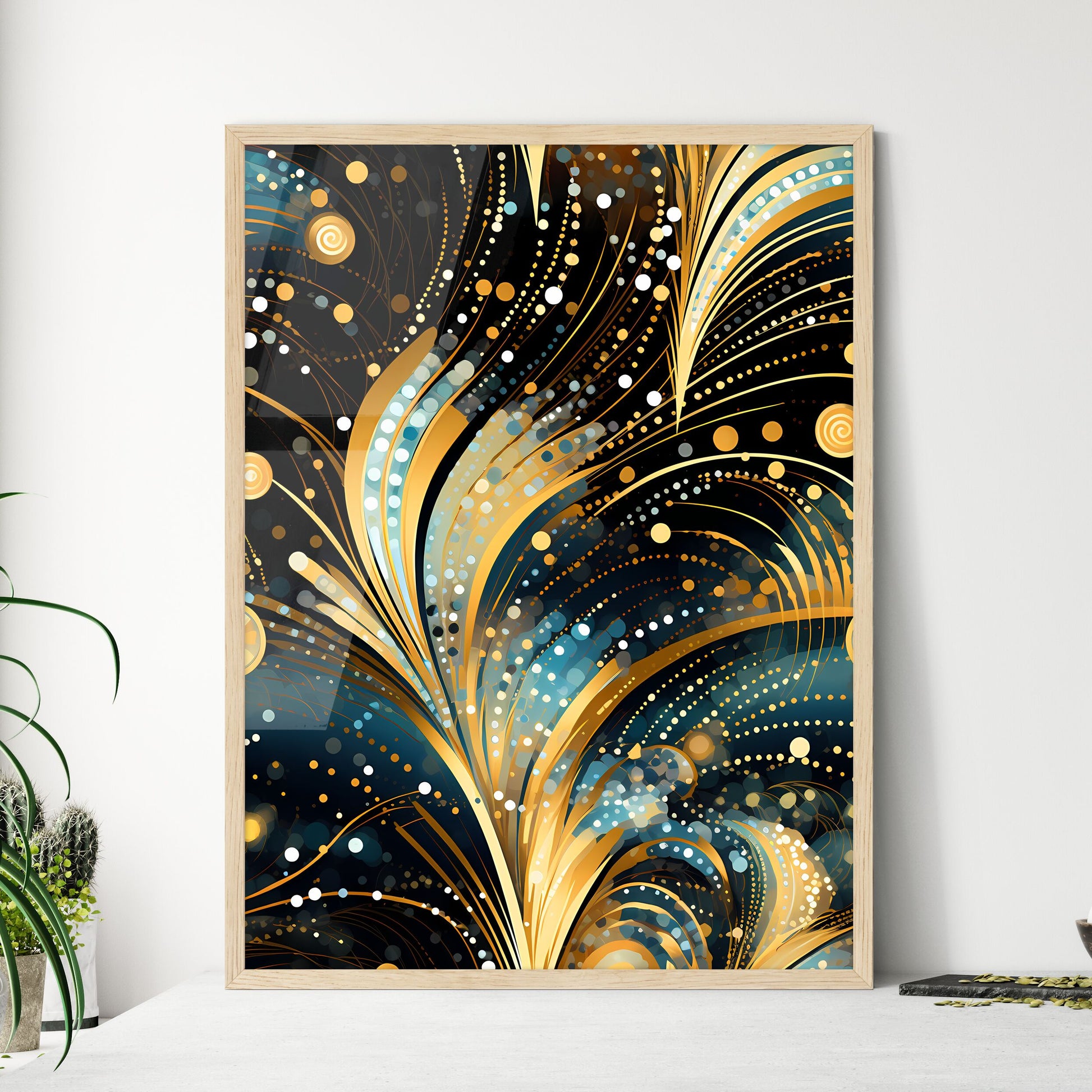 Dotted Geometric Ornament In Art Deco Style  - Framed Art Print