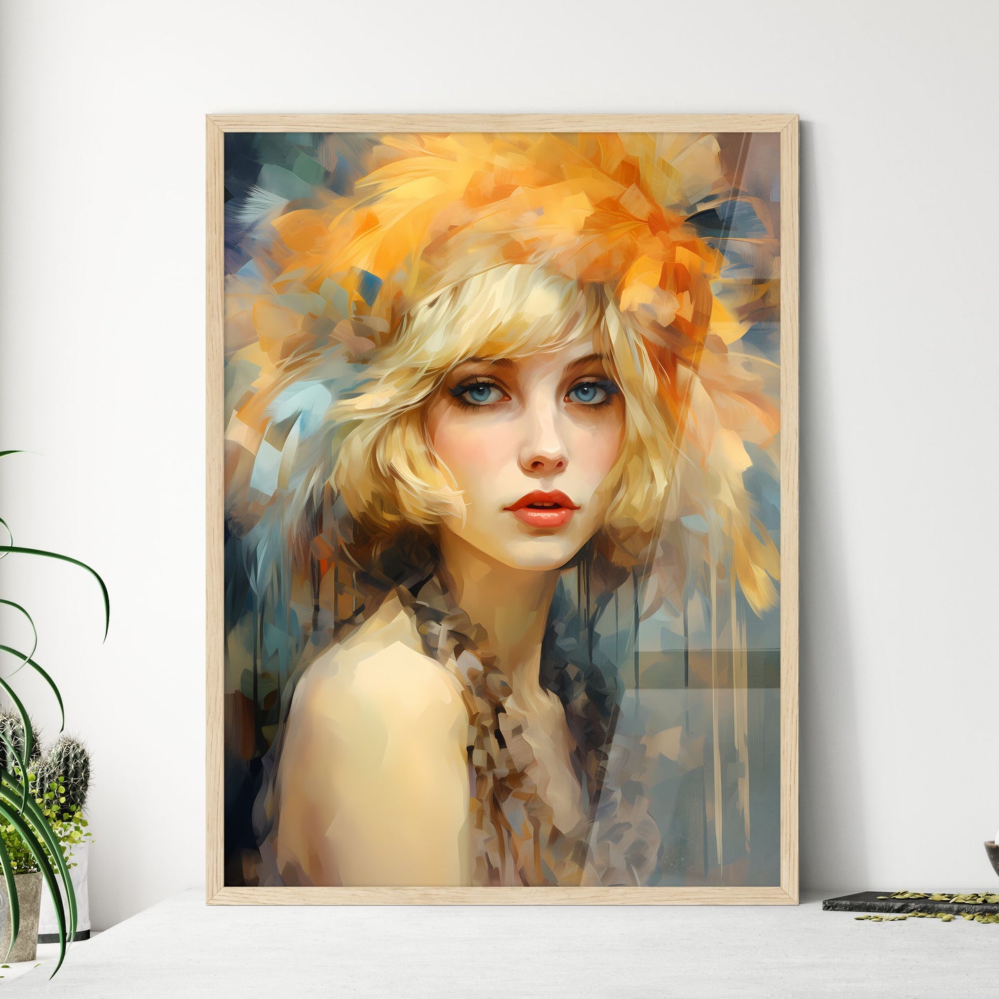 Flapper Blond Girl Retro Party - A Woman Wit - Framed Art Print