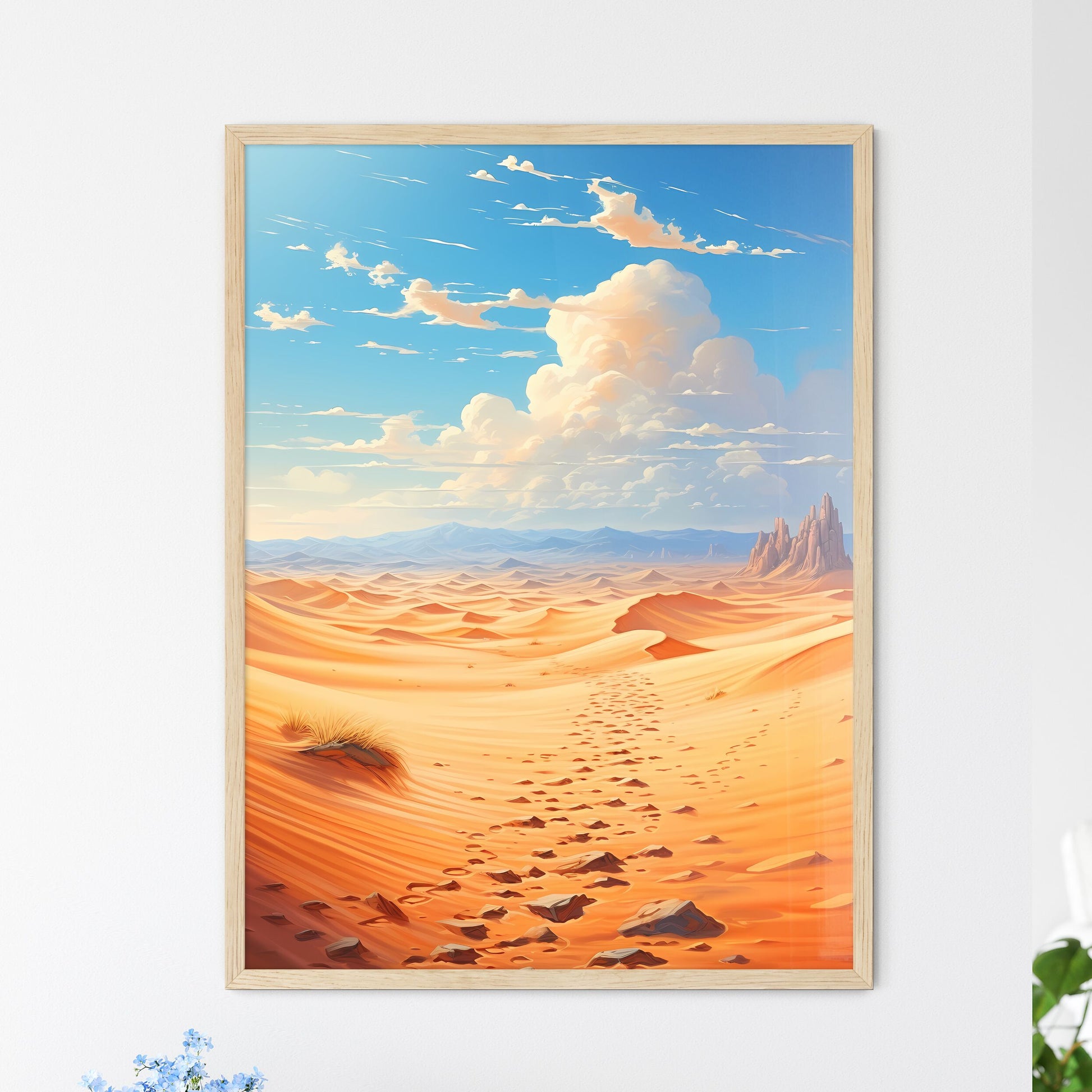 Footsteps On The Dunes In The Desert Near Me - Framed Art Print