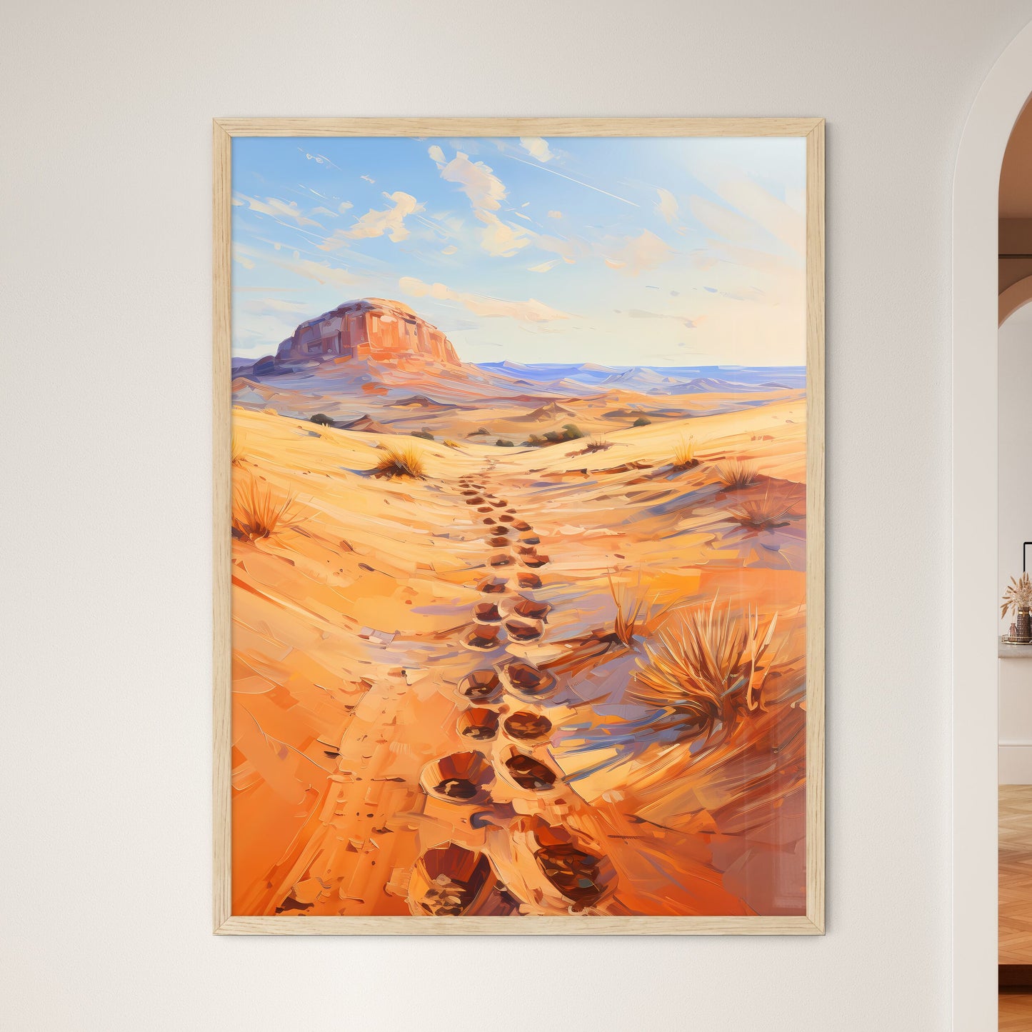 Footsteps On The Dunes In The Desert Near Me - Framed Art Print