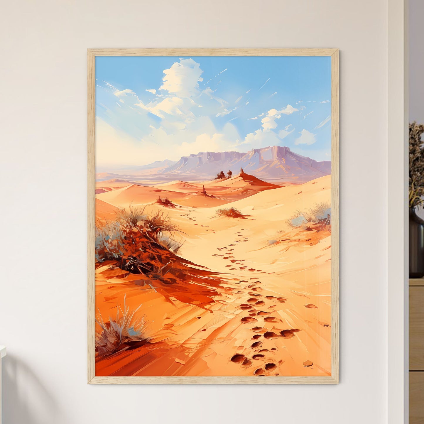 Footsteps On The Dunes In The Desert Near Me - Framed Art Print