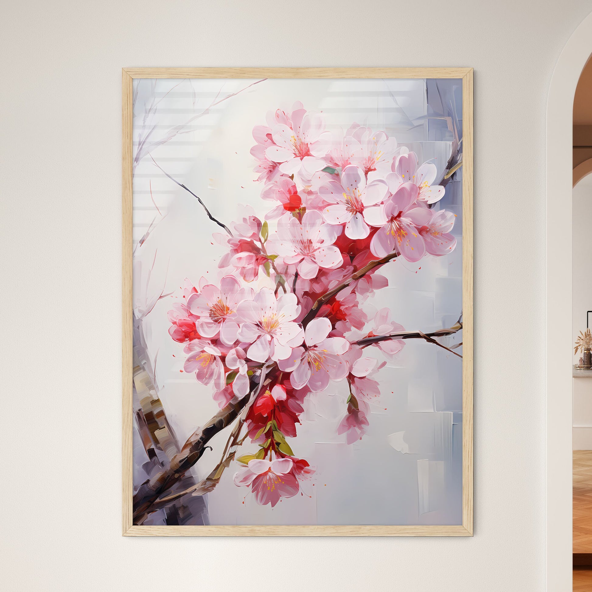 Fresh Pink Soft Spring Apple Tree Blossoms O - Framed Art Print
