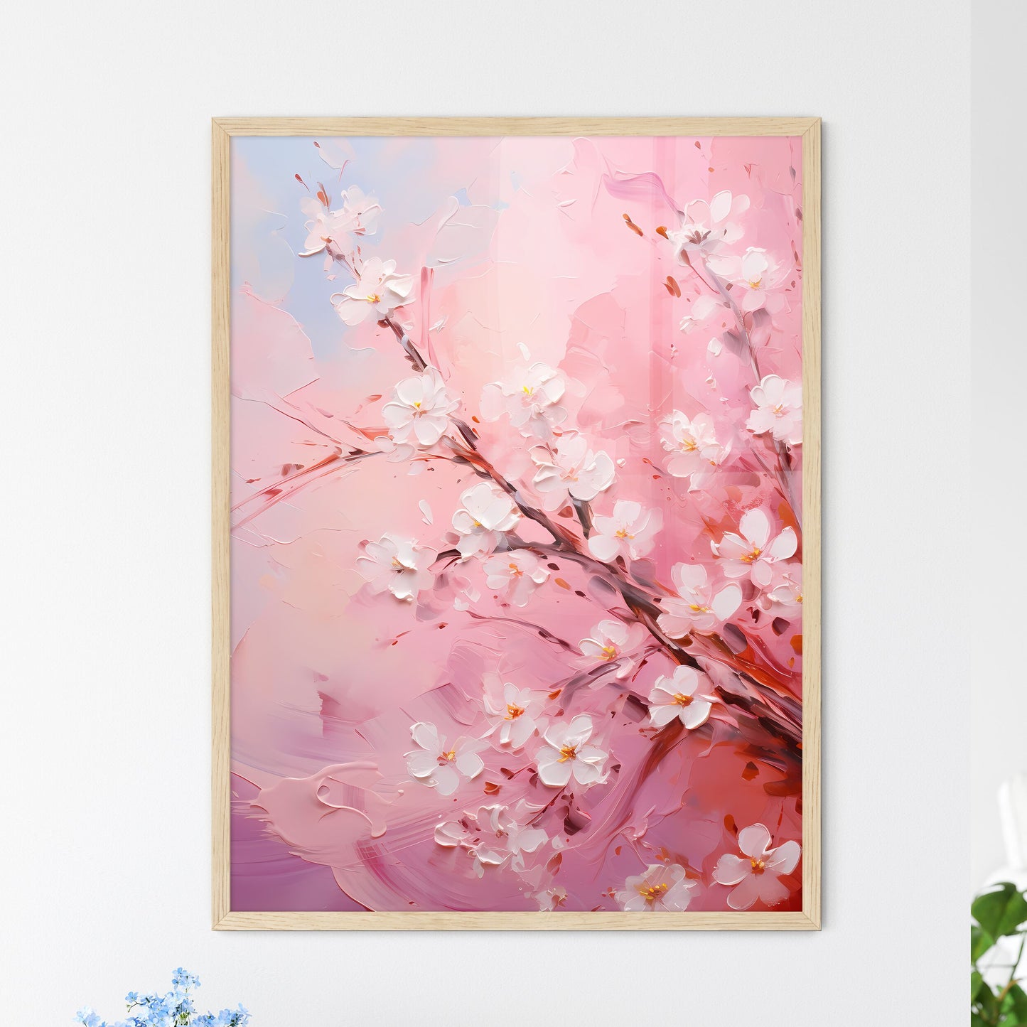 Fresh Pink Soft Spring Cherry Tree Blossoms  - Framed Art Print