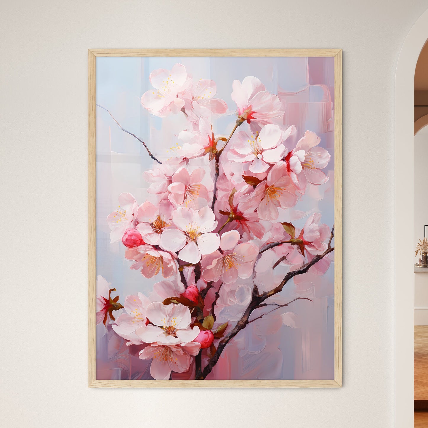 Fresh Pink Soft Spring Cherry Tree Blossoms  - Framed Art Print