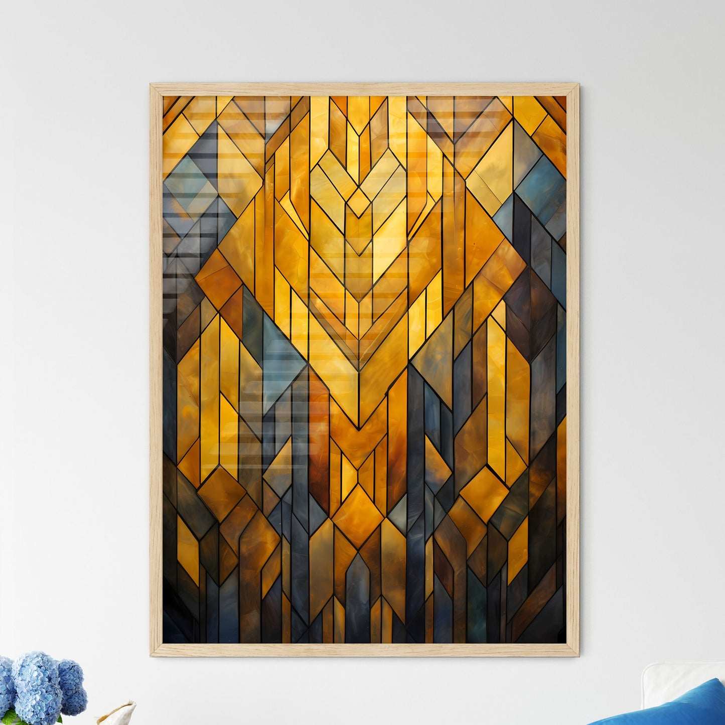 Geometric Ornament In Art Deco Style In Old  - Framed Art Print