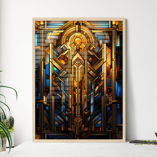 Geometric Ornament In Art Deco Style In Old Gold - A Stained Glass Window With A Design Default Title
