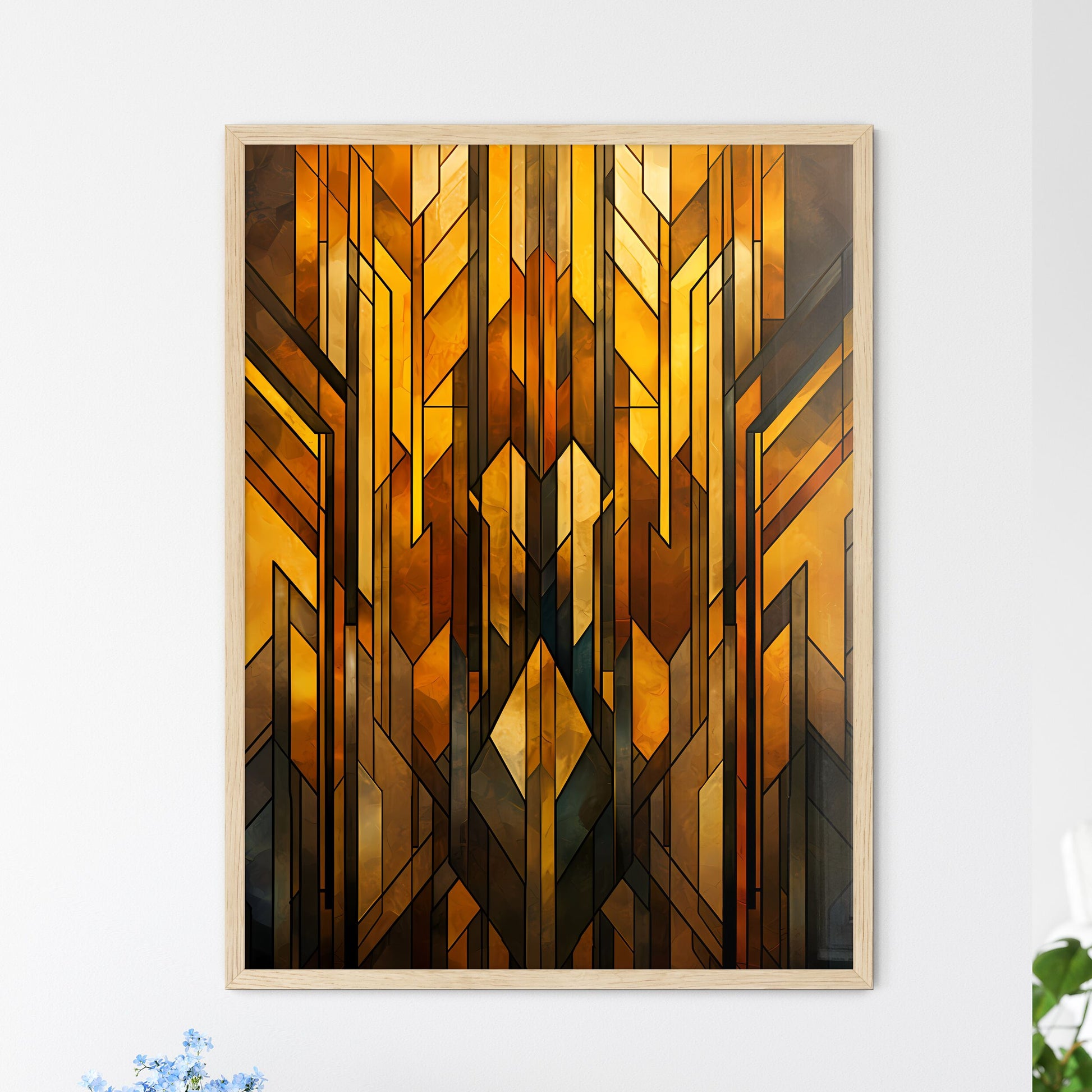 Colorful Abstract Geometric Stained Glass Pattern | Art Print