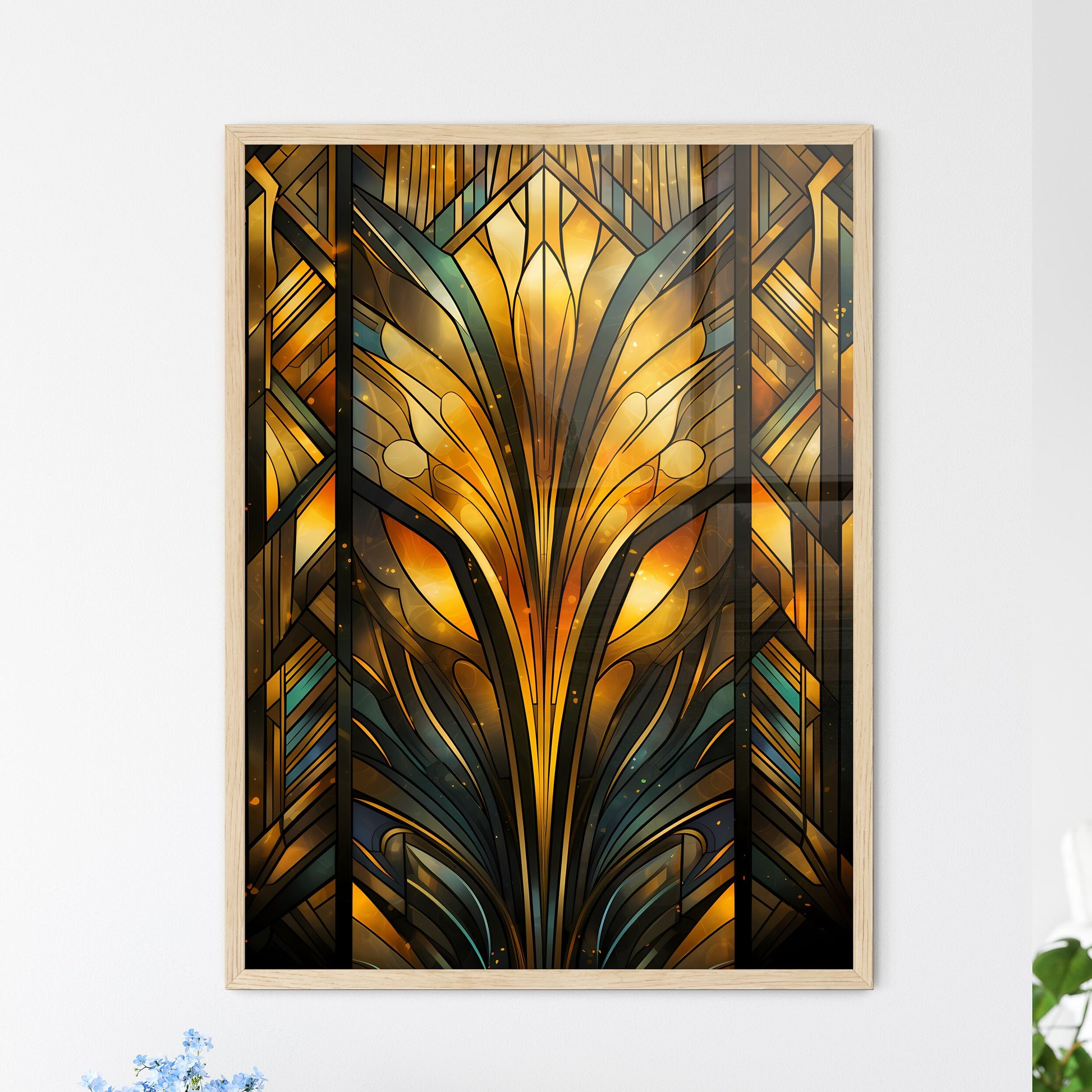 Geometric Ornament In Art Deco Style In Old  - Framed Art Print