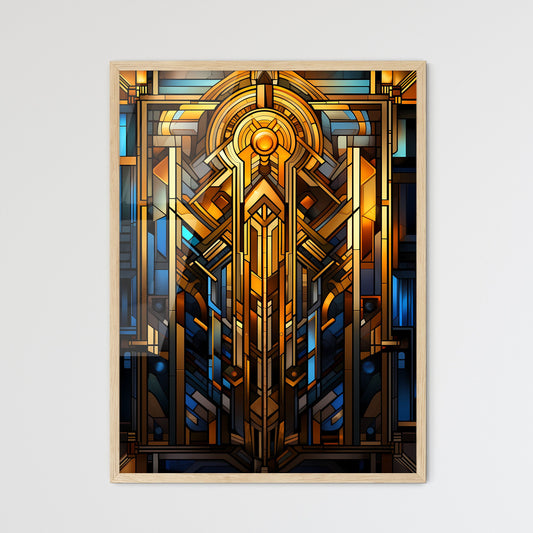 Geometric Ornament In Art Deco Style In Old Gold - A Stained Glass Window With A Design Default Title