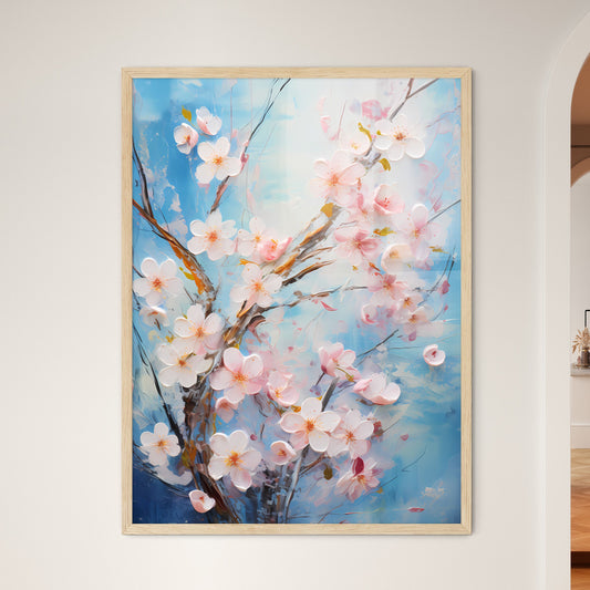 Hello Spring Background With Cherry Blossoms - Framed Art Print
