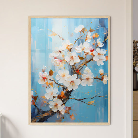 Hello Spring Background With Cherry Blossoms - Framed Art Print