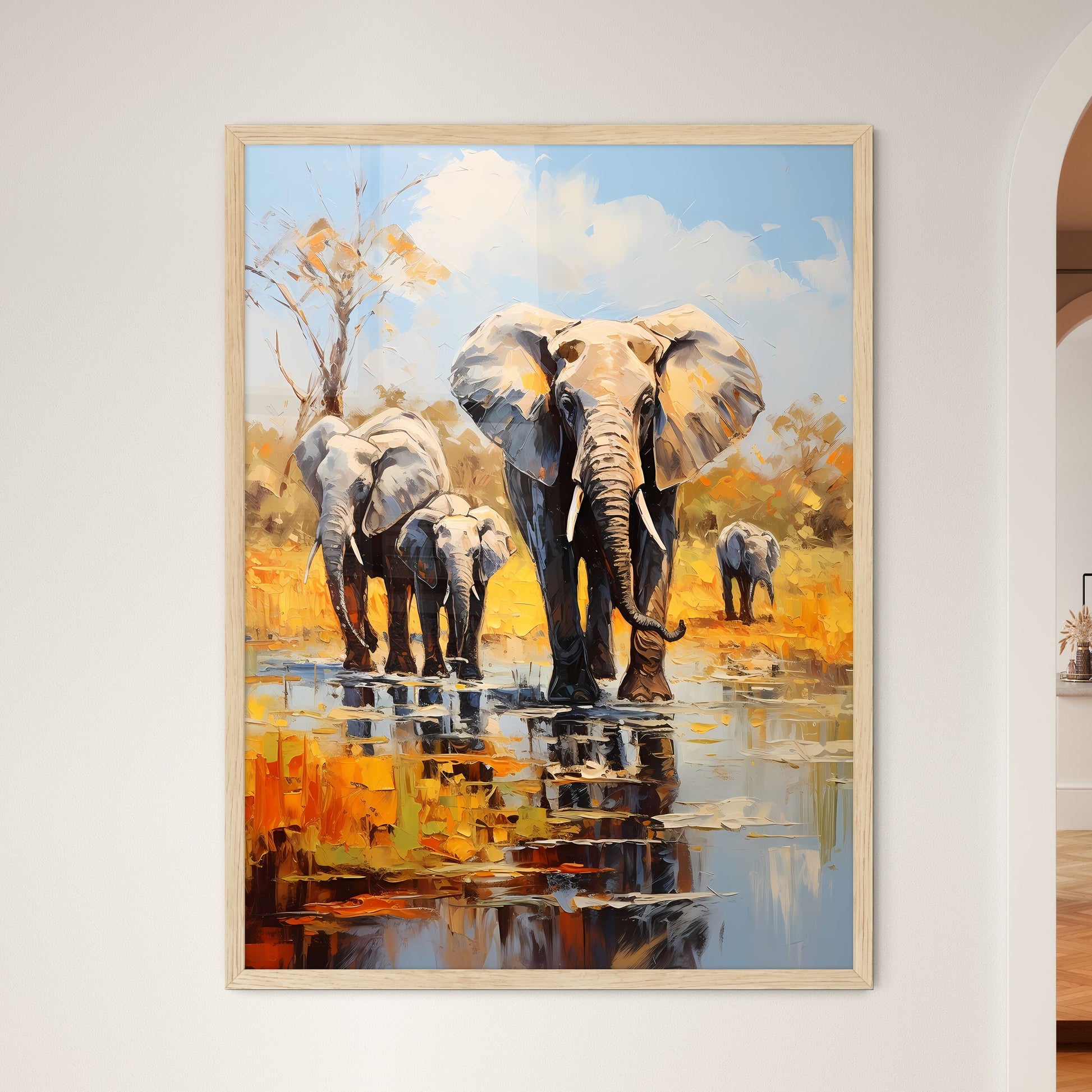 Herds Of Elephants On The Riverbank Of The Chobe  Wall Art